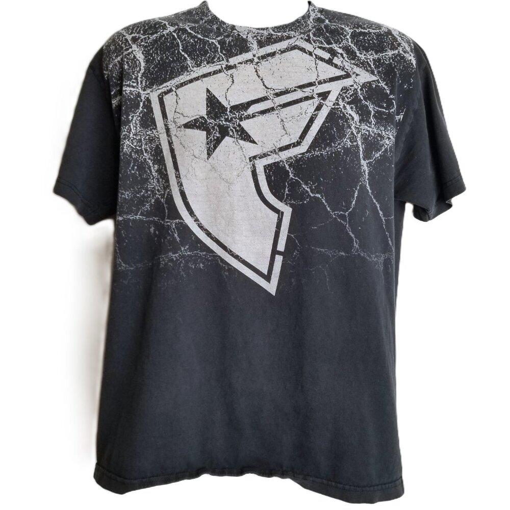 Famous Stars & Straps Logo Tee Large Black Cracked Graphic Skater Y2K